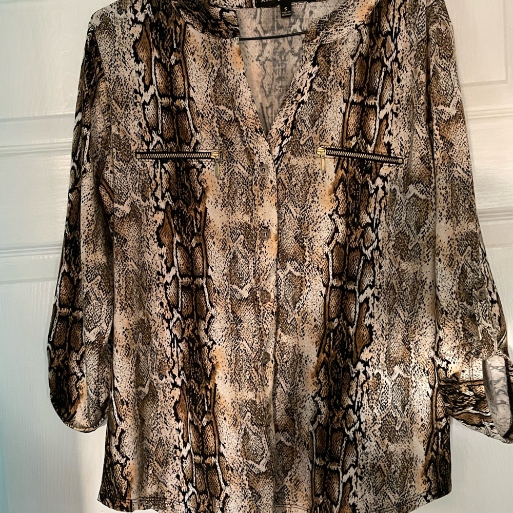 Always Indigo Small Snakeskin Blouse Gently Used